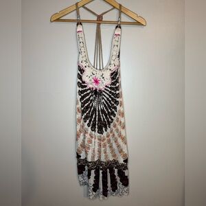 Free People Boho Crochet Tank Top Size Large Braided Back